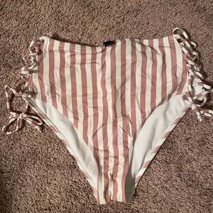 Striped High-Waisted Bikini Bottom